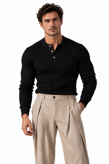 Long Sleeve Ribbed Polo