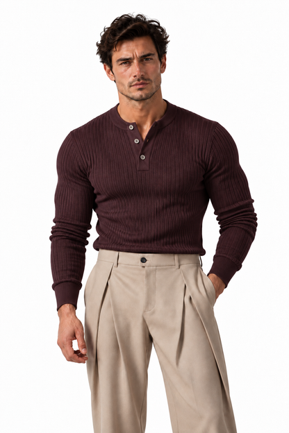 Long Sleeve Ribbed Polo