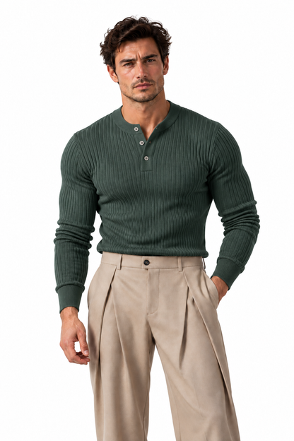 Long Sleeve Ribbed Polo